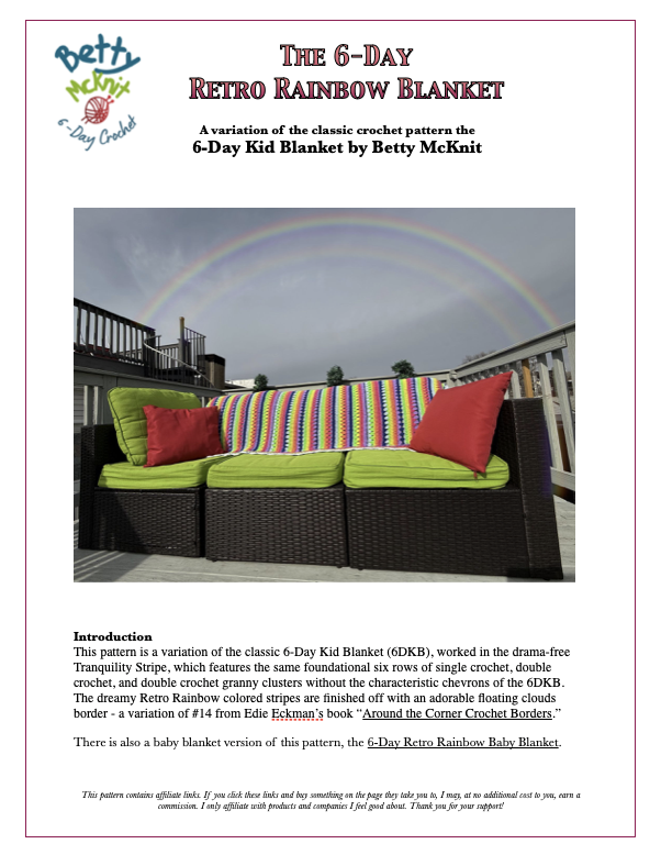 Image of 6-Day Retro Rainbow Blanket Pattern