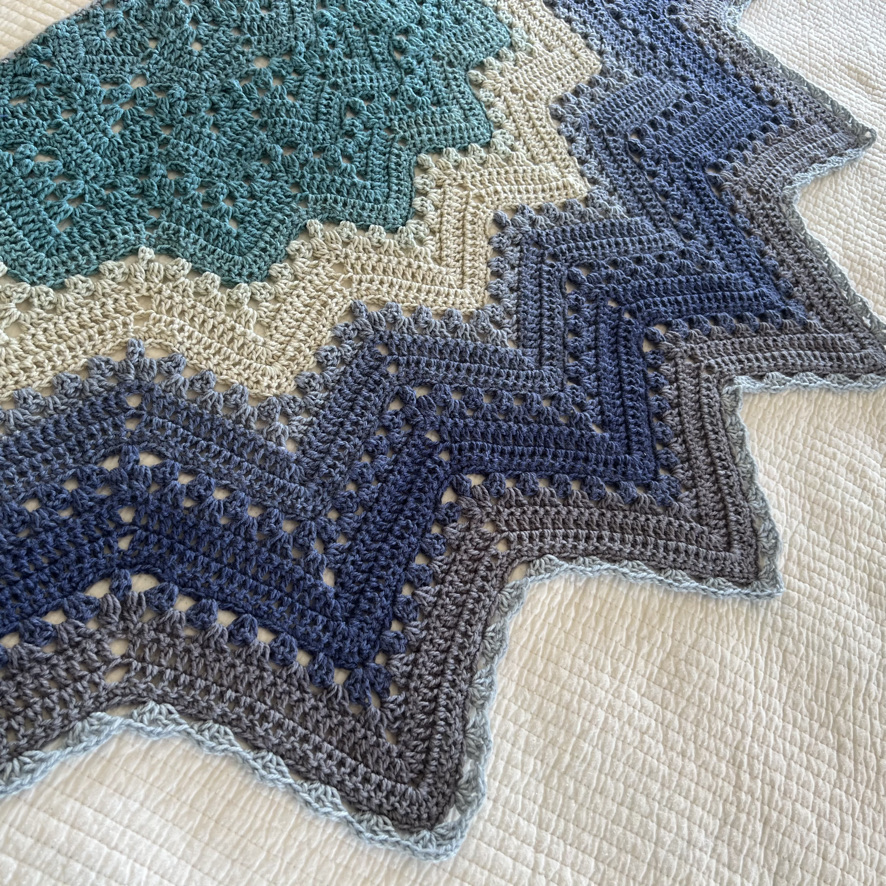 6-Day Superstar Shawl shown in Lion Brand Mandala Bonus Bundle