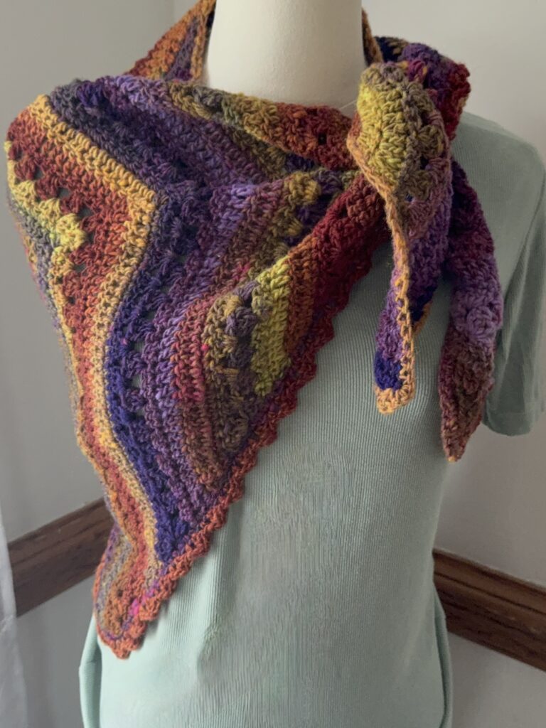 Colorful scarf modeled on body form