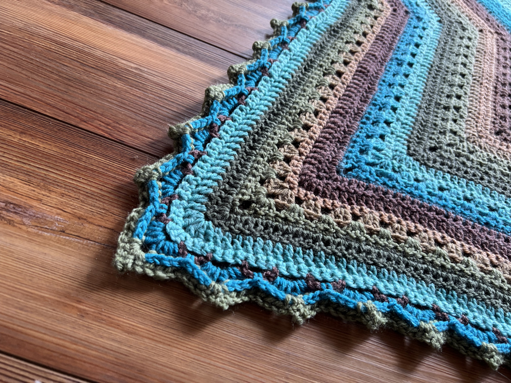 6-Day Star Shawl shown in Lion Brand Mandala Yarn